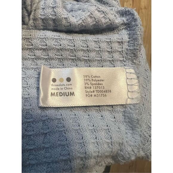 Three Dots Kentucky Blue Cropped Thermal Hoodie Sweatshirt Size M - Picture 8 of 9